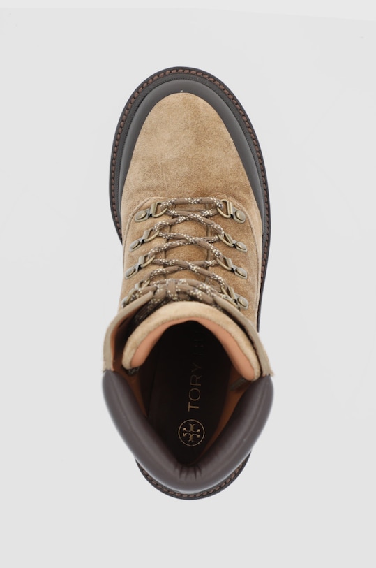 Tory Burch Botki zamszowe Lug Sole Hiker brązowy 85490.200