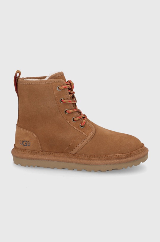 UGG Botki zamszowe Neumel High płaski brązowy 1120728.CHE