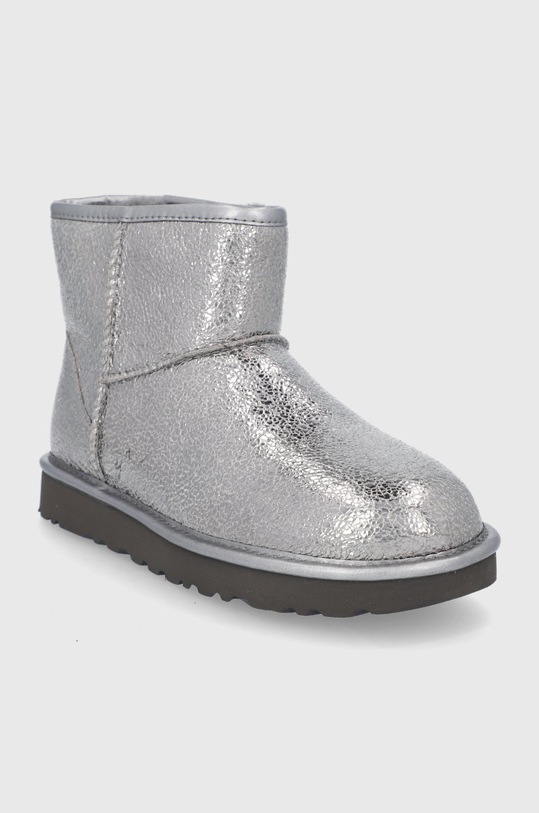 UGG Śniegowce skórzane Classic Mini Gunm 1125234.GUNM srebrny AW21
