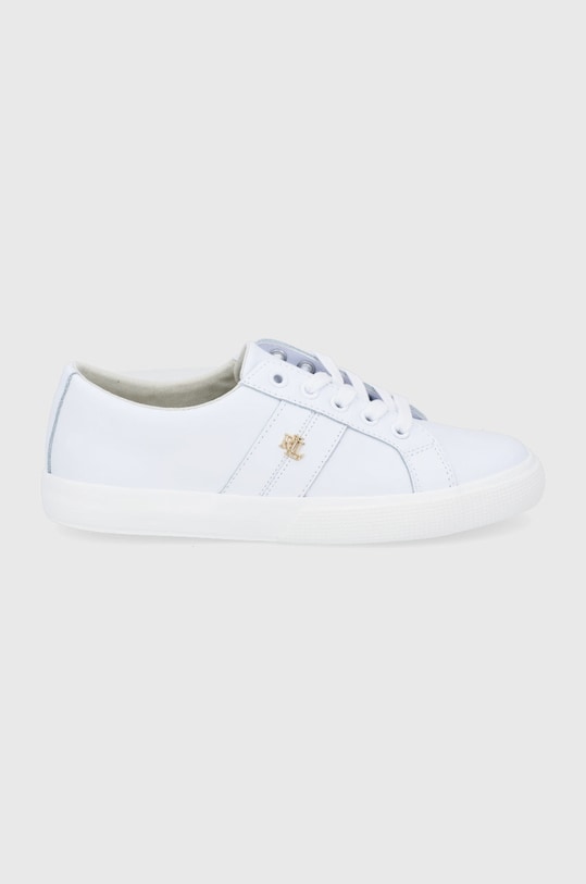 Δερμάτινα παπούτσια Lauren Ralph Lauren NHL Pittsburgh Penguins Janson II φλατ λευκό 802830937006