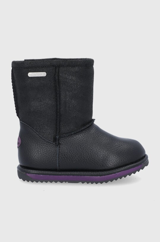 Emu Australia śniegowce skórzane dziecięce Sparkle Trigg brak zapięcia czarny K12363.Black