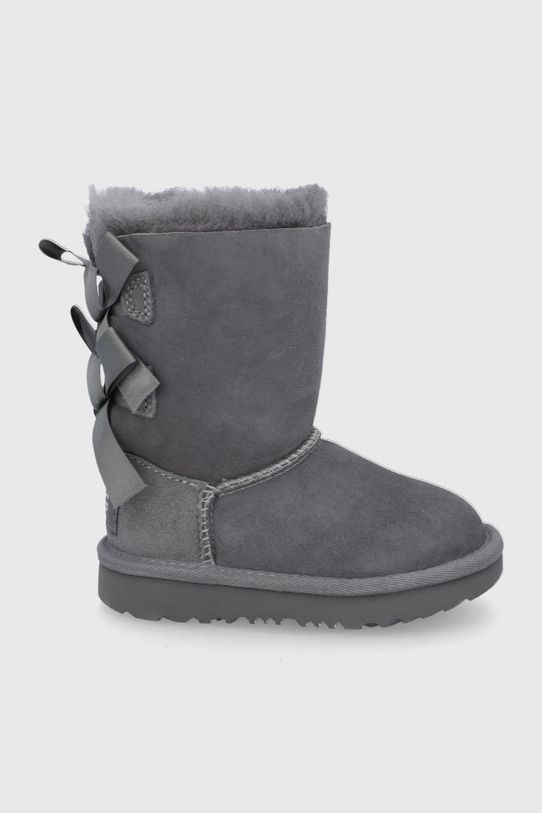 UGG Śniegowce zamszowe dziecięce T BAILEY BOW II brak zapięcia szary 1017394T.GREY