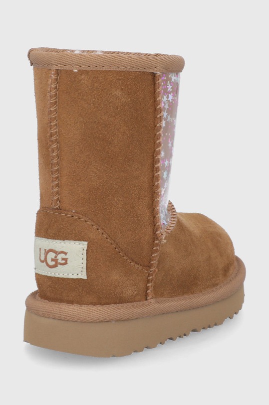 Dziewczynka UGG śniegowce zamszowe dziecięce Classic II Clear Glitter 1121014T.CHE brązowy