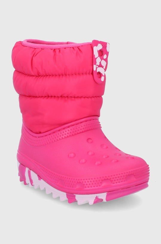 Crocs Śniegowce dziecięce PUFF.BOOT.KIDS.207275.G różowy AW21