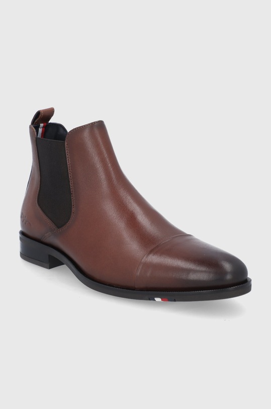 Kožené kotníkové boty Tommy Hilfiger FM0FM03770 hnědá AW21