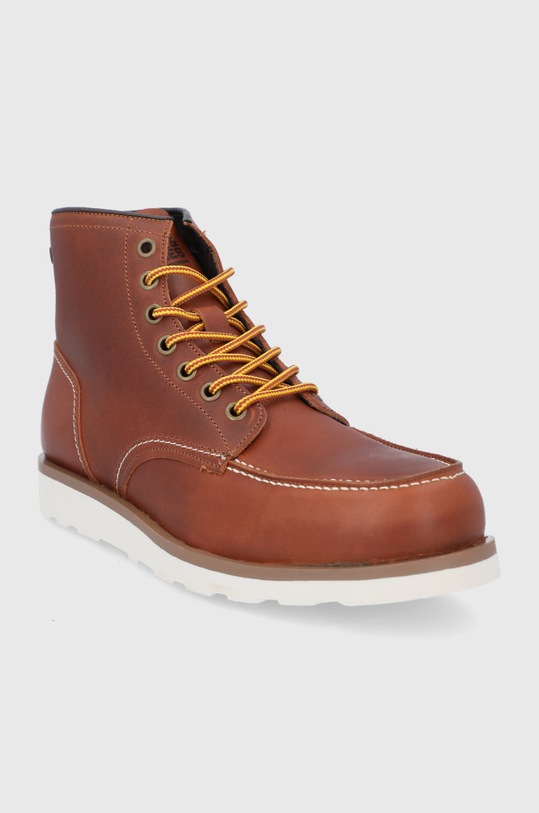 Kožená obuv Jack & Jones 12199922 hnedá AW21