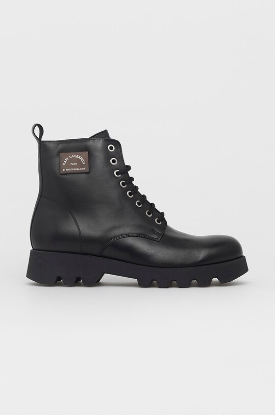 Karl Lagerfeld Trzewiki skórzane KL11150.Black.Lthr skóra licowa czarny KL11150.Black.Lthr