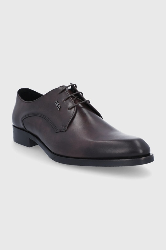 Kožené polobotky Karl Lagerfeld KL12270.Dark.Brown hnědá AW21