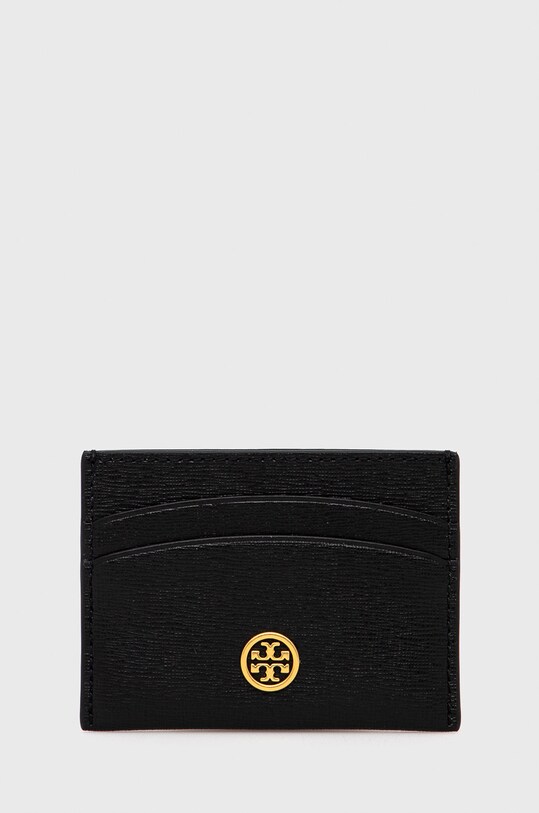 Шкіряний гаманець Tory Burch лицьова шкіра чорний 84070.001