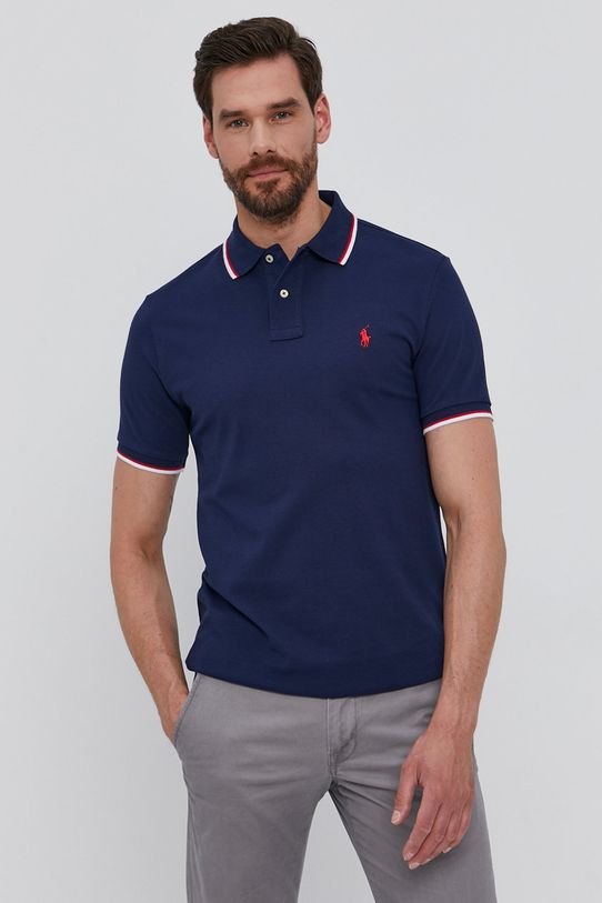 Тениска с яка Polo Ralph Lauren тъмносин 710842621003