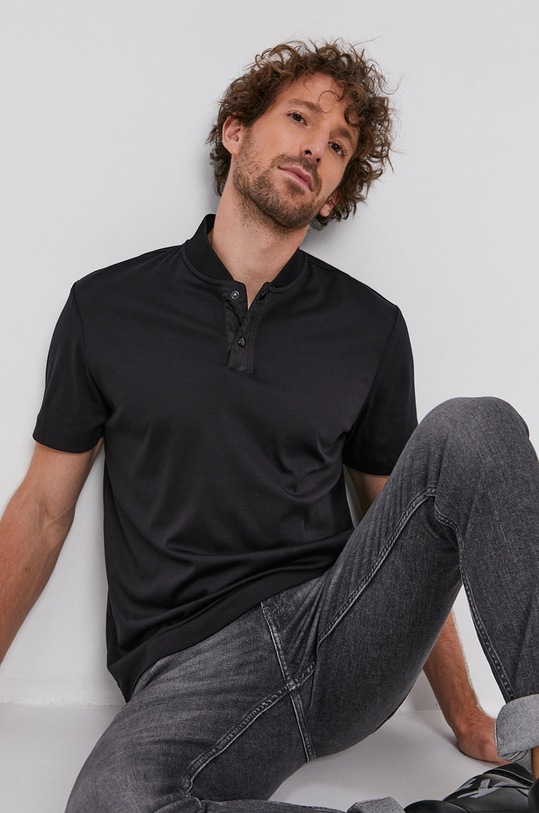 HUGO Polo 50454205 bawełna czarny 50454205