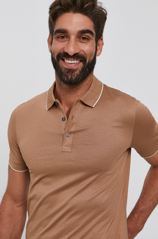 Bavlnené polo tričko Boss bavlna béžová 50459486