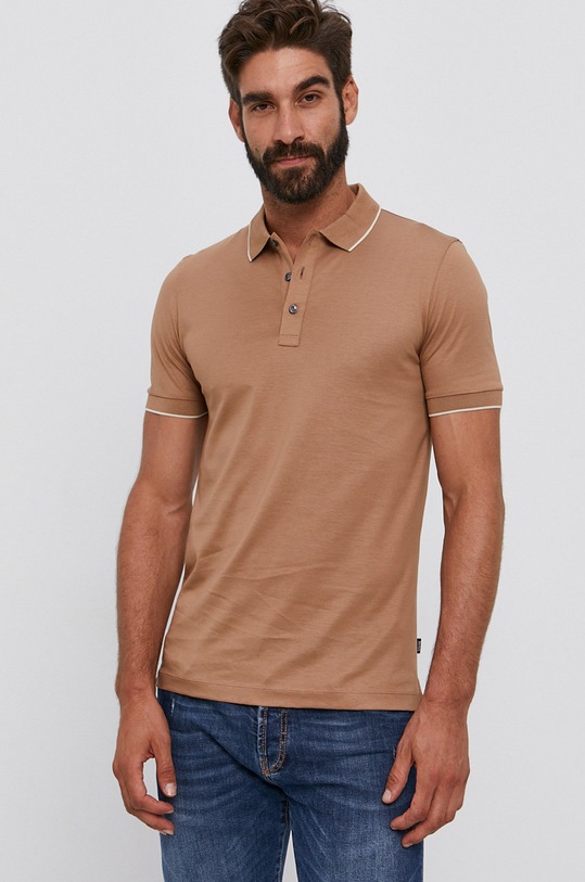 Bavlnené polo tričko Boss béžová 50459486