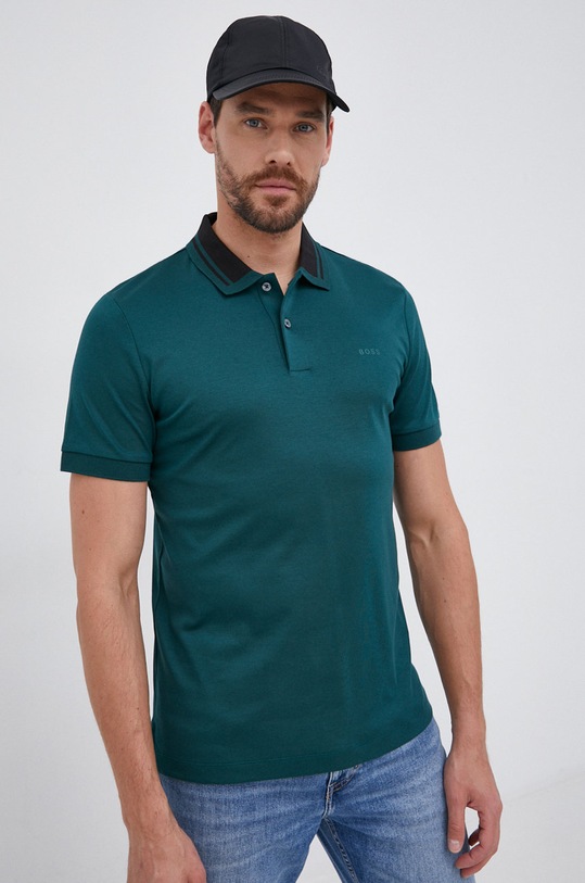 Boss Polo de bumbac bumbac verde 50464267