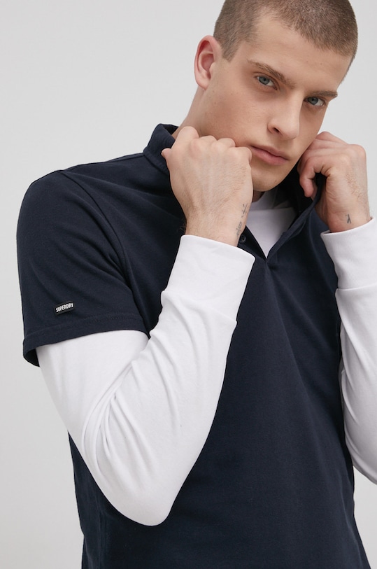 Superdry Polo de bumbac regular bleumarin M1110250A.98T