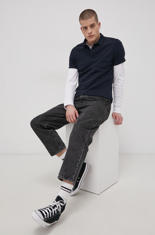 Superdry Polo bawełniane M1110250A.98T granatowy AW21