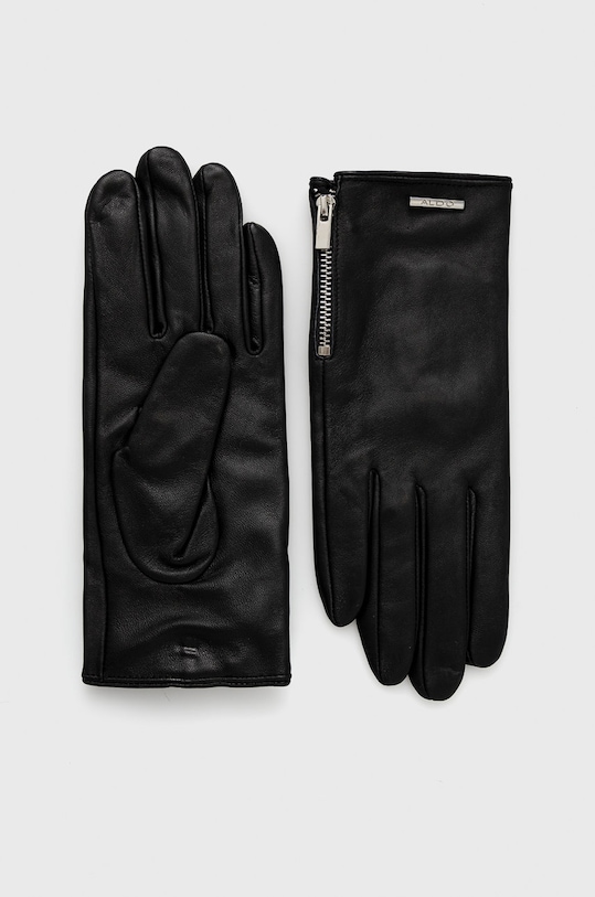 Aldo Rękawiczki skórzane skóra licowa czarny RHELIAN.001