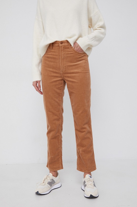 Wrangler Spodnie sztruksowe z elastanem brązowy W2H2A2H20