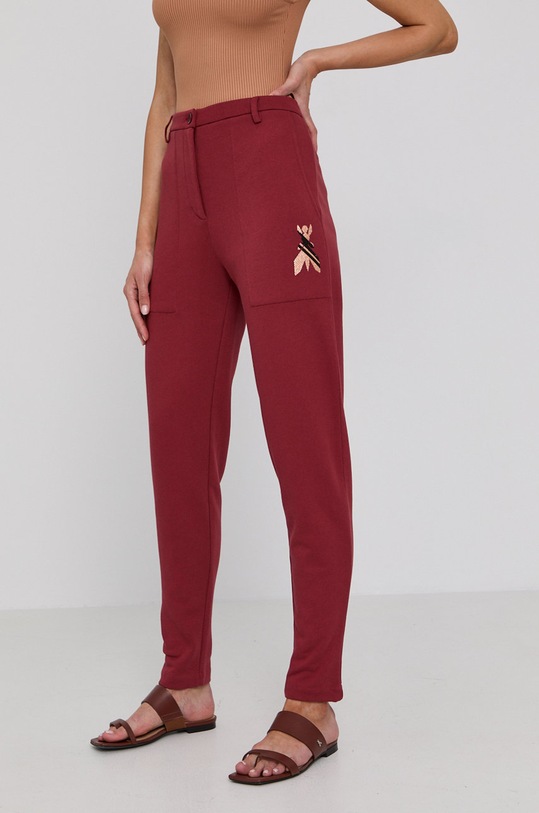 Patrizia Pepe Spodnie aplikacja bordowy 8P0363.A9H6