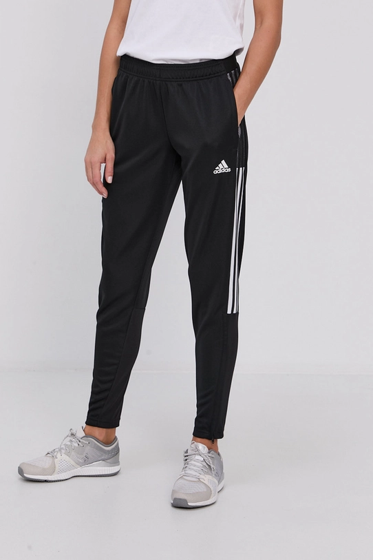 Παντελόνι adidas Performance πλεκτό ύφασμα μαύρο GQ1241