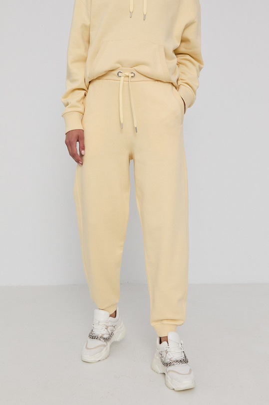 Nohavice Boss pletenina žltá 50457837