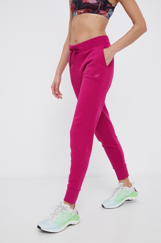 4F Spodnie dzianina różowy NOSH4.SPDD351