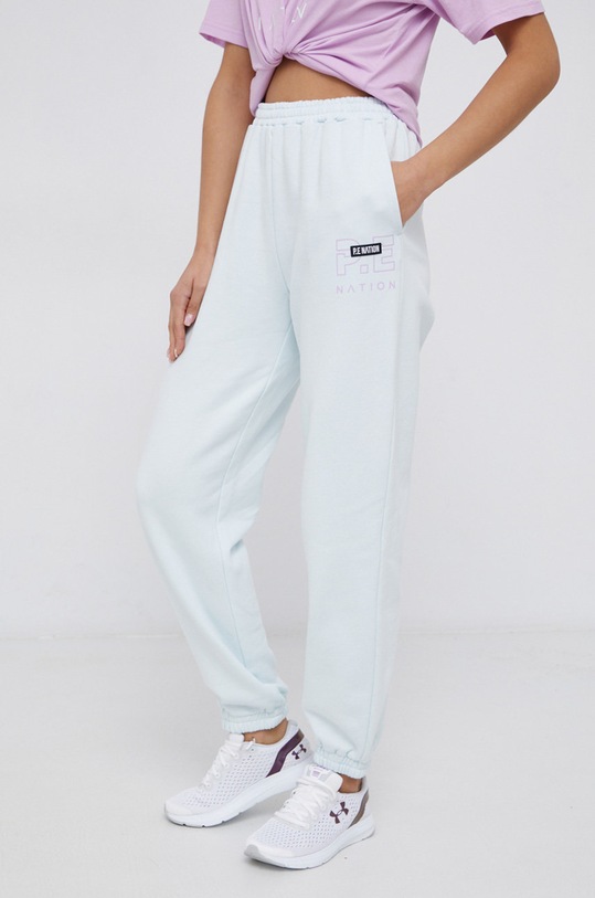 P.E Nation Spodnie bawełniane 21PE3P186 turkusowy AW21