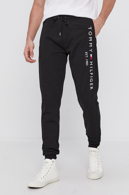 Παντελόνι Tommy Hilfiger απλικέ μαύρο MW0MW08388.4890