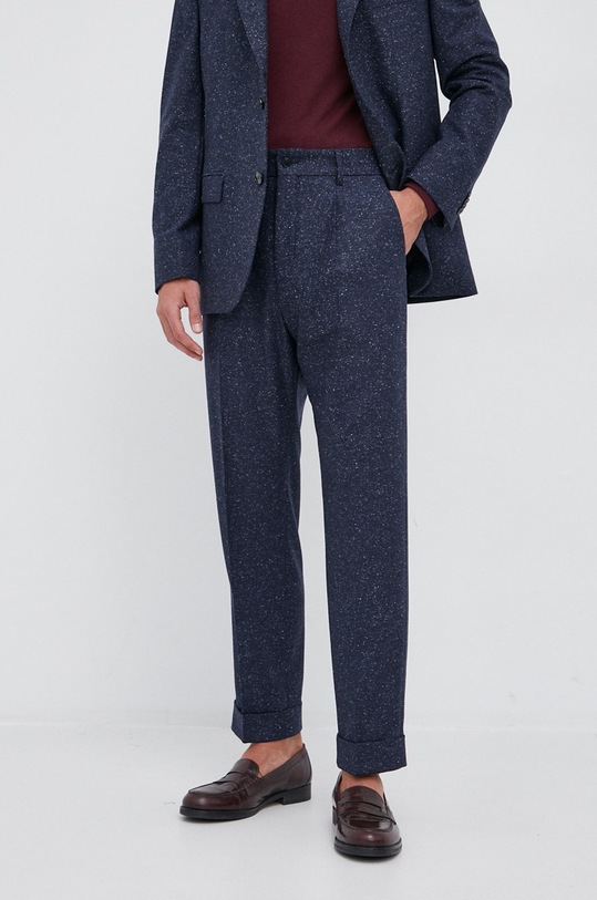 HUGO Spodnie wełniane 50456482 tkanina granatowy 50456482