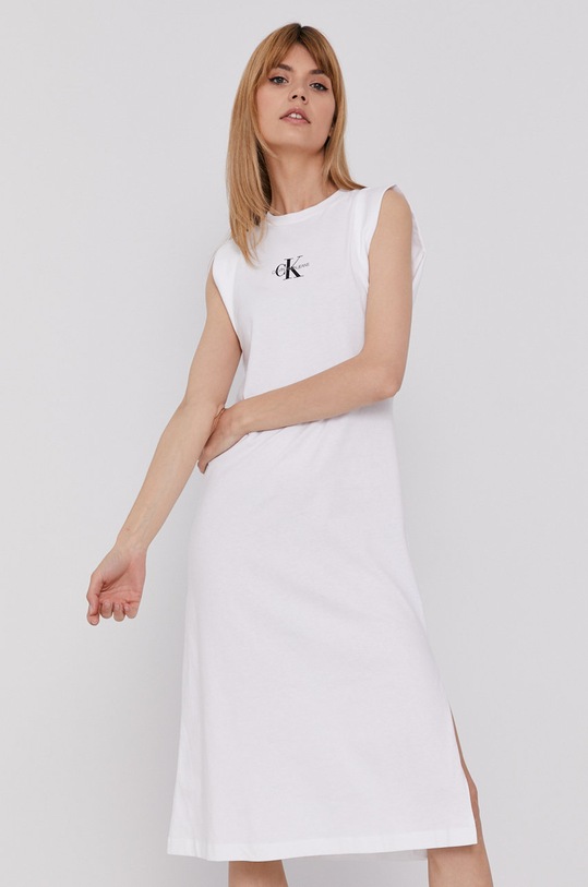 Šaty Calvin Klein Jeans bavlna biela J20J216271.4890
