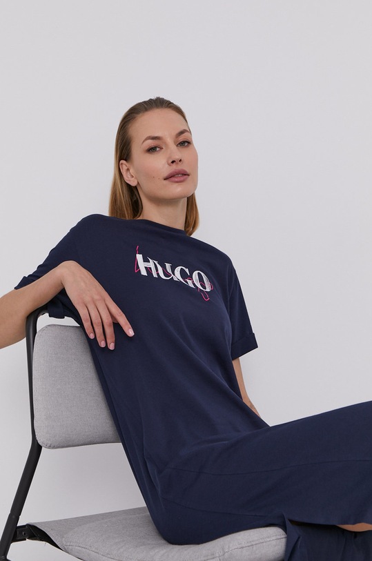 HUGO Sukienka 50452817 nadruk granatowy 50452817