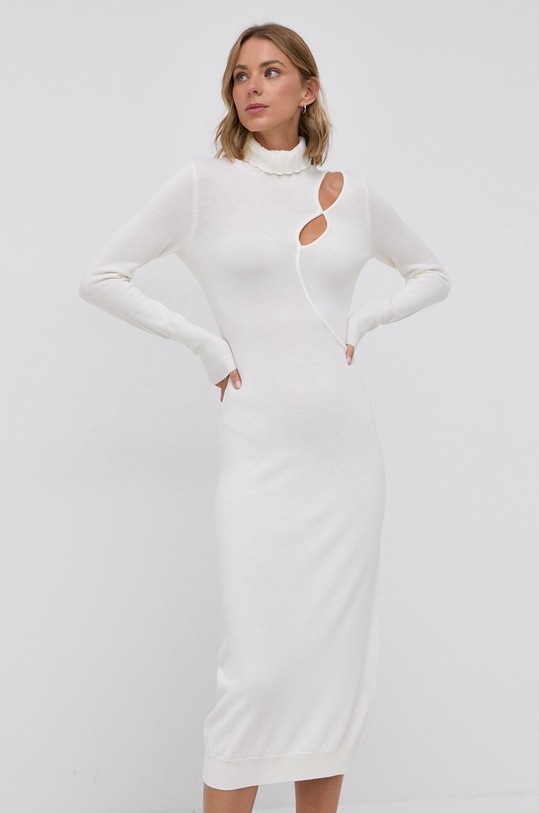 Patrizia Pepe Sukienka wełniana casual beżowy 2A2241.AM36