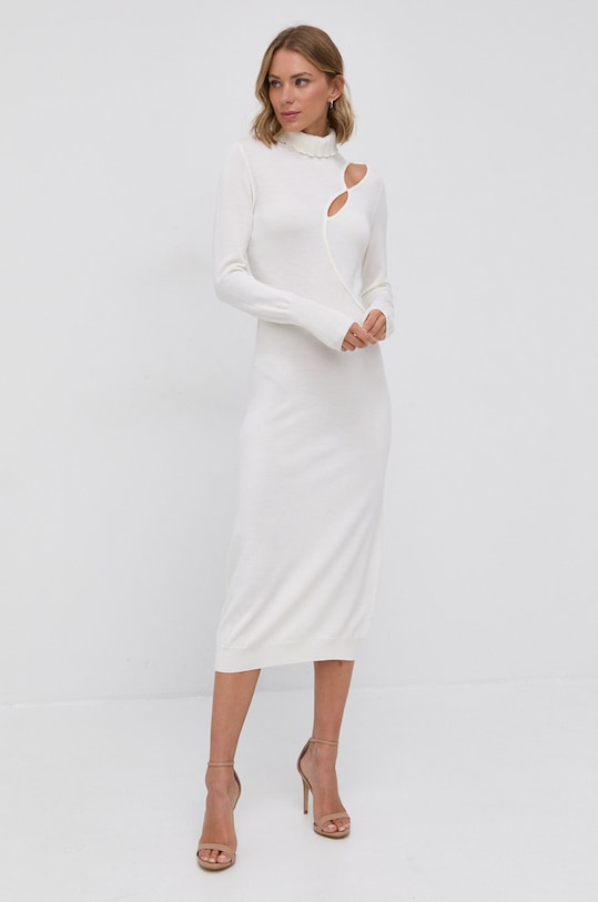 Patrizia Pepe Sukienka wełniana 2A2241.AM36 beżowy AW21