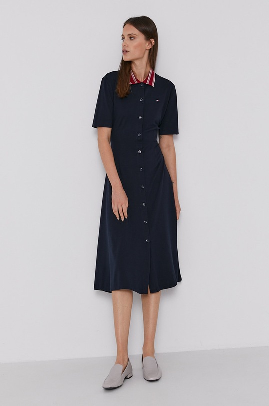 Šaty Tommy Hilfiger midi námořnická modř WW0WW30889.4890