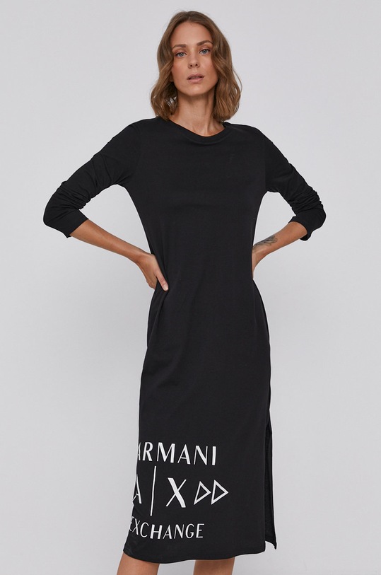 Armani Exchange Sukienka 6KYA70.YJ3RZ nadruk czarny 6KYA70.YJ3RZ