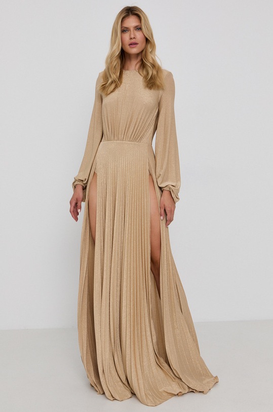 Φόρεμα Elisabetta Franchi με ελαστάν μπεζ AB05816E2