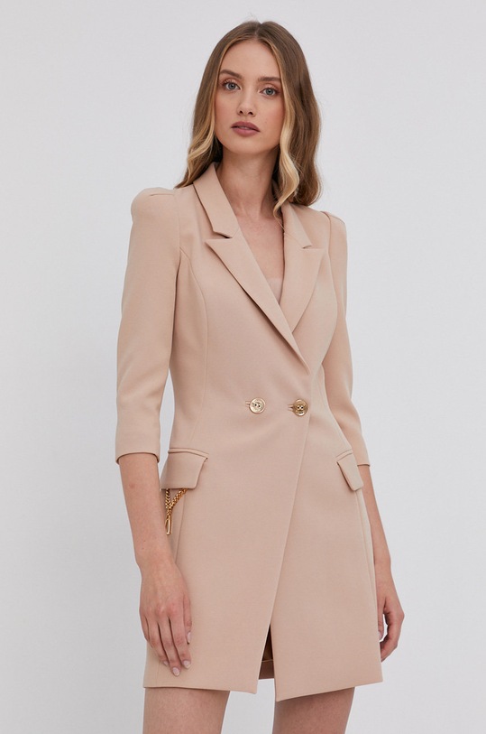 Elisabetta Franchi Sukienka z elastanem beżowy AB07716E2