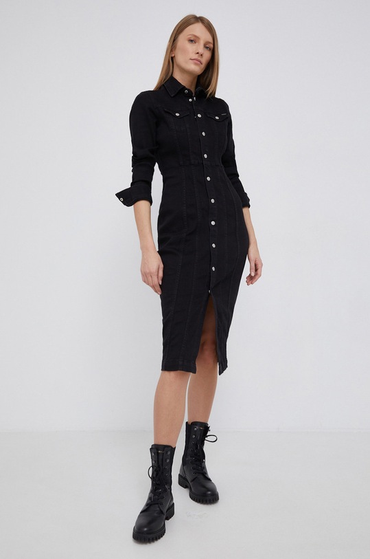 Pepe Jeans Sukienka jeansowa z elastanem czarny PL952963.000