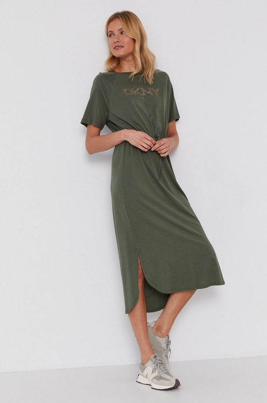 Šaty Dkny pletenina zelená P1FTCEGQ