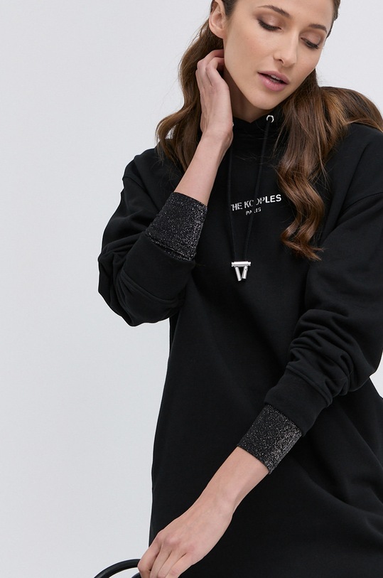 Šaty The Kooples s elastanom čierna FROB23113K