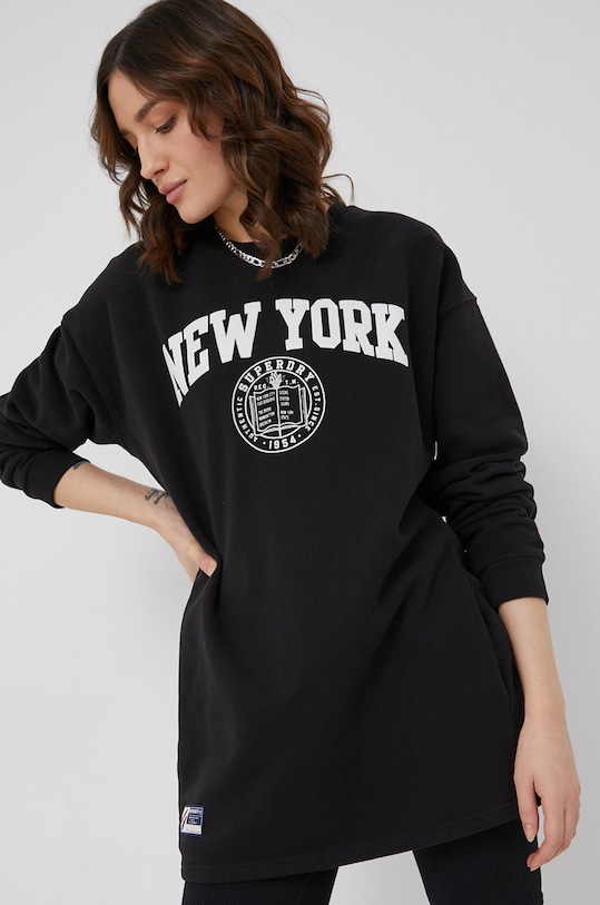 Bavlnené šaty Superdry W8011107A.02A čierna AW21