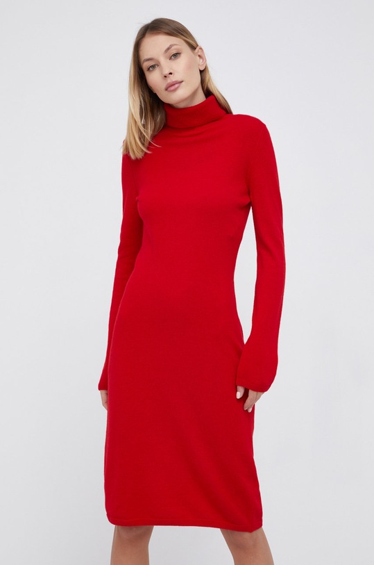 United Colors of Benetton Sukienka wełniana casual czerwony 1044V2531.015