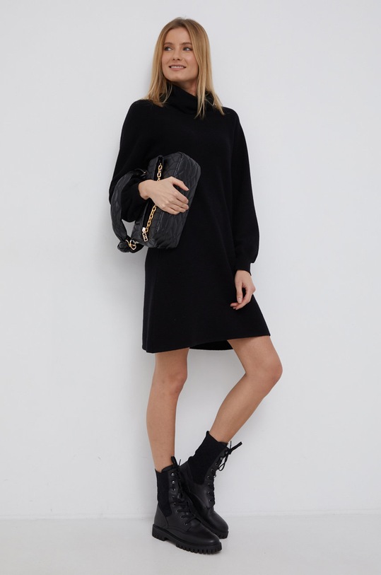 Sisley Sukienka wełniana casual czarny 1044N2248.700
