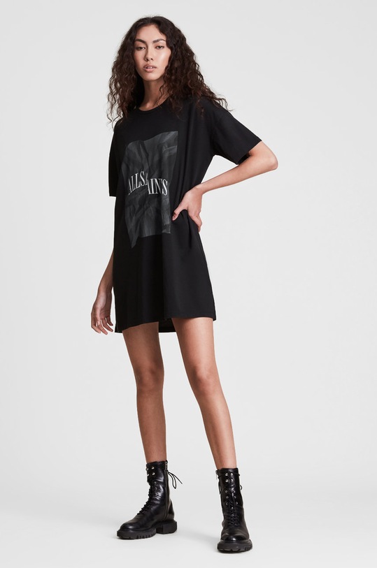 AllSaints Sukienka bawełniana BRECON TEE DRESS WD310V czarny AW21