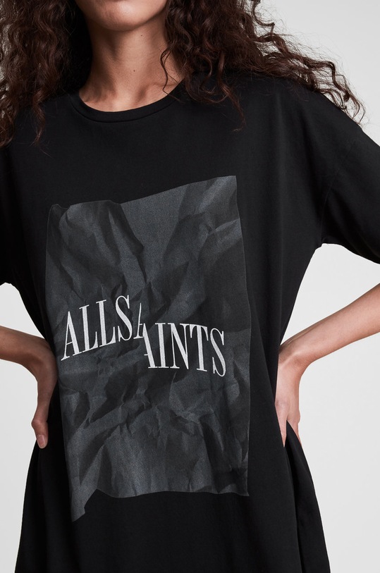 AllSaints Sukienka bawełniana BRECON TEE DRESS czarny WD310V