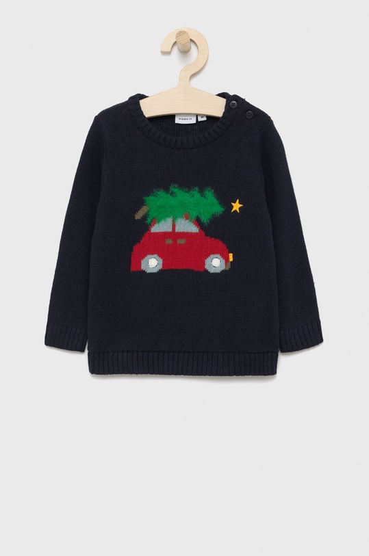 Detský bavlnený sveter Name it tenká tmavomodrá 13195723
