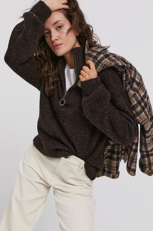 Sveter Noisy May so zapínaním hnedá 27018669