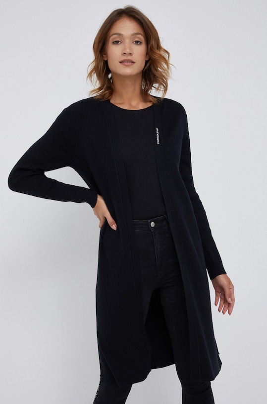 Calvin Klein Jeans Kardigan z domieszką wełny J20J216600.4890 z domieszką wełny czarny J20J216600.4890