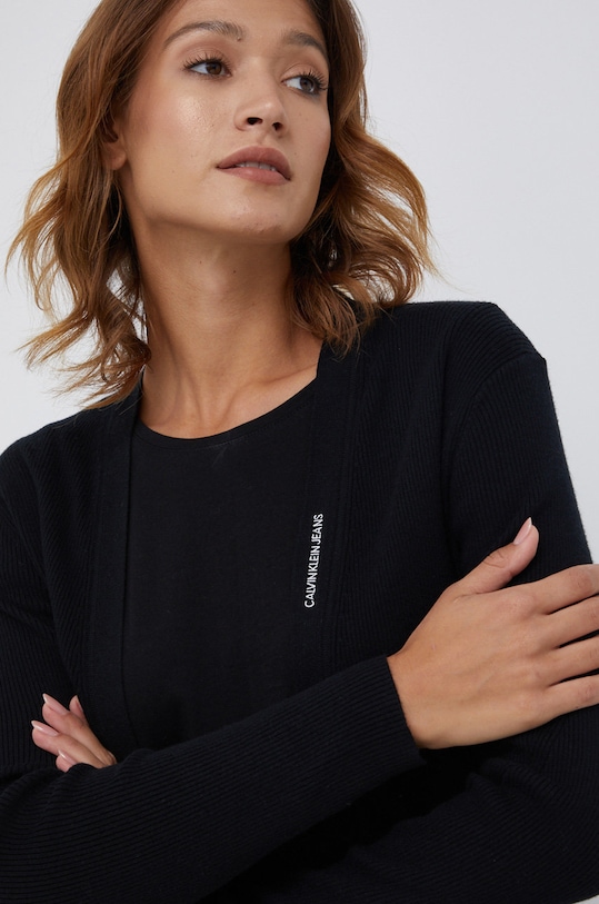 Calvin Klein Jeans Kardigan z domieszką wełny J20J216600.4890 czarny J20J216600.4890