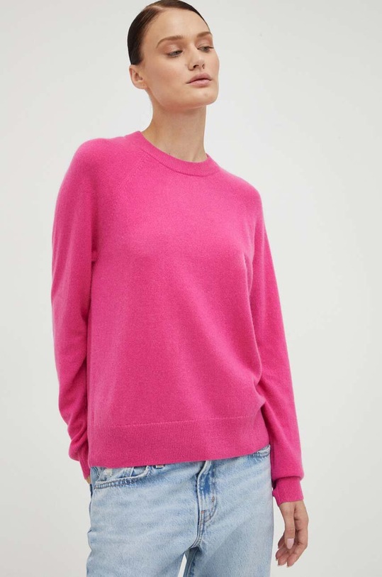 Samsoe Samsoe sweter kaszmirowy Boston okrągły różowy F15322154